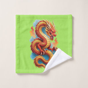 Conjunto De Toalhas Ilustração Fiery do Dragão Vermelho Chinês-67561