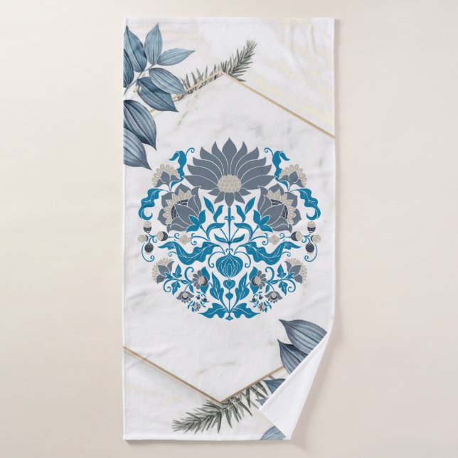 Conjunto De Toalhas Ilustração Floral Mandala, Quadros Flores (Toalha de Banho)