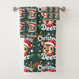 Conjunto De Toalhas Ilustração Fofa de Veado de Natal