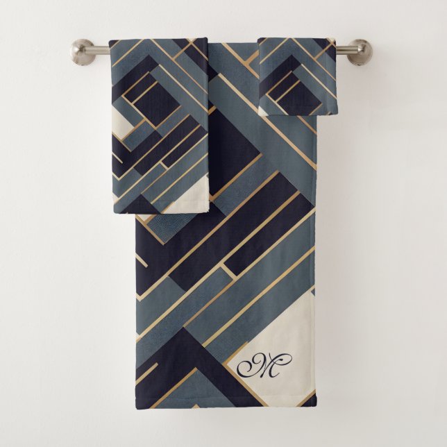 Conjunto De Toalhas Ilustração geométrica do Ouro (Insitu)