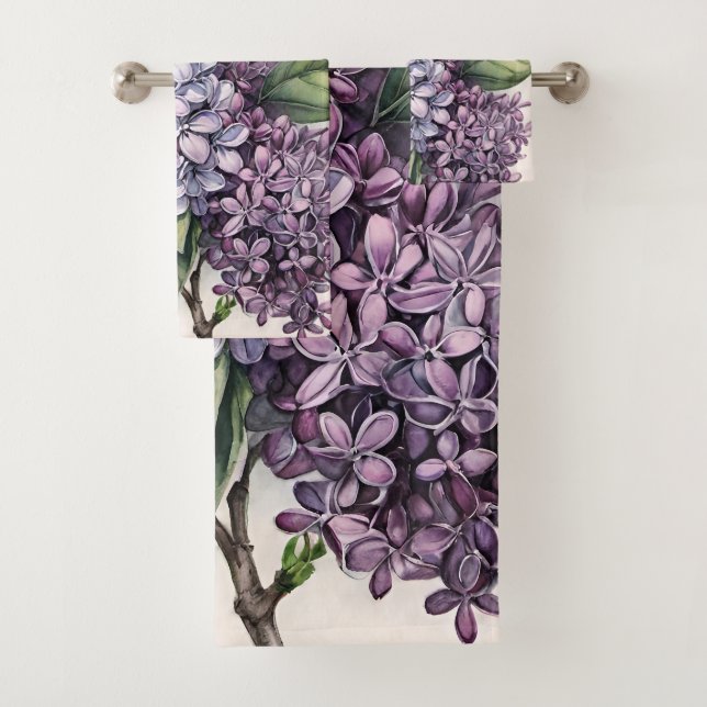 Conjunto De Toalhas Ilustração Lilac Bush Roxo Lilac (Insitu)