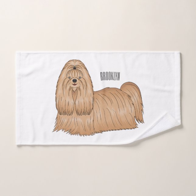 Conjunto De Toalhas Imagem de desenho animado de cabelos longos Shih t (Toalha de mão)