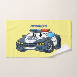 Conjunto De Toalhas Imagem de desenho animado de carro da polícia feli