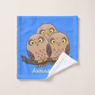 Conjunto De Toalhas Imagem de desenho animado de uma coruja de bebê bo