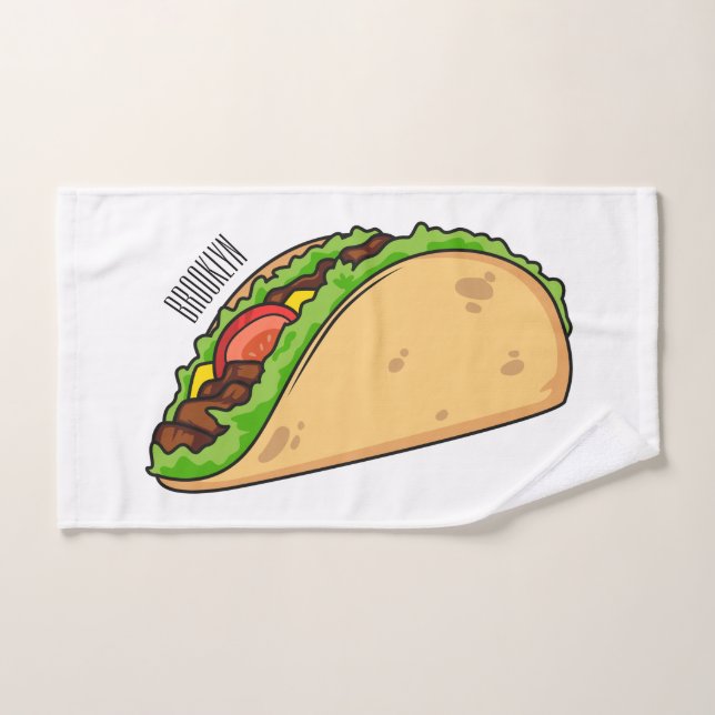 Conjunto De Toalhas Imagem de desenho animado do Taco (Toalha de mão)