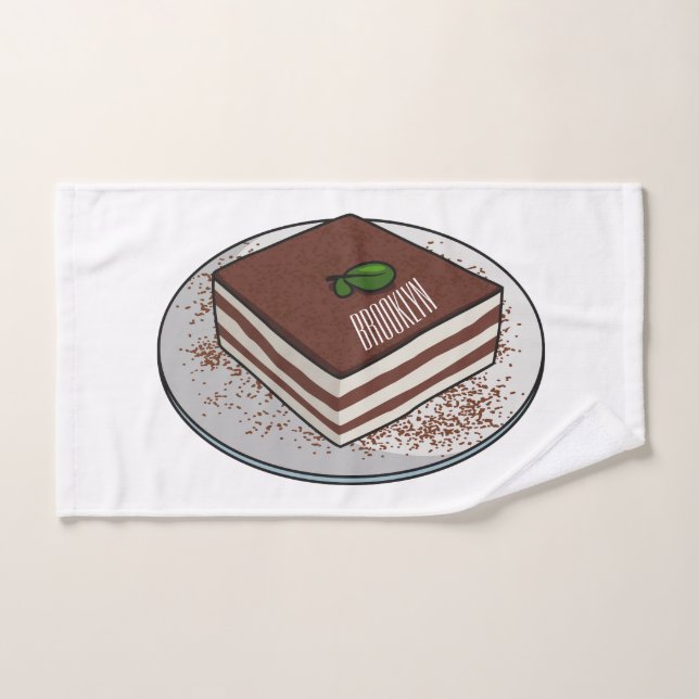 Conjunto De Toalhas Imagem do desenho do bolo Tiramisu (Toalha de mão)