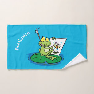 Conjunto De Toalhas Imagem engraçada de desenho animado do sapo verde