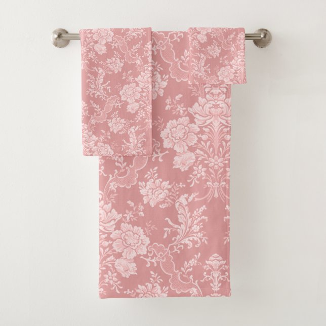Conjunto De Toalhas Imobilizante Romântico Chic Floral Damask-Pastel R (Insitu)
