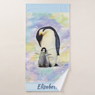 Conjunto De Toalhas Imperador Pinguim com Pintinho de Bebê