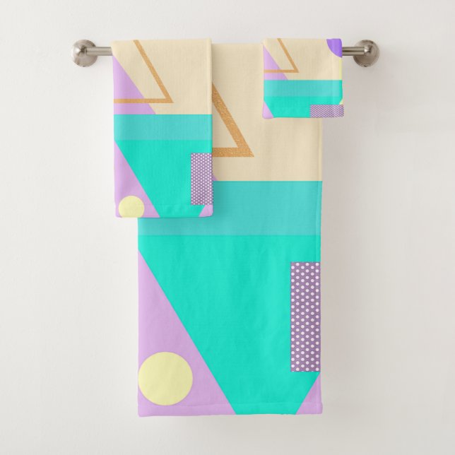 Conjunto De Toalhas Impressão amarelo geométrico (Insitu)