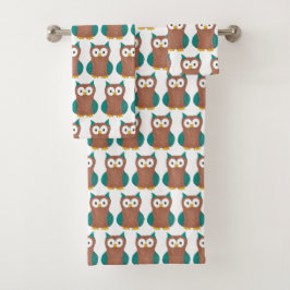 Conjunto De Toalhas Impressão Animal de Ave Marrom-Velho