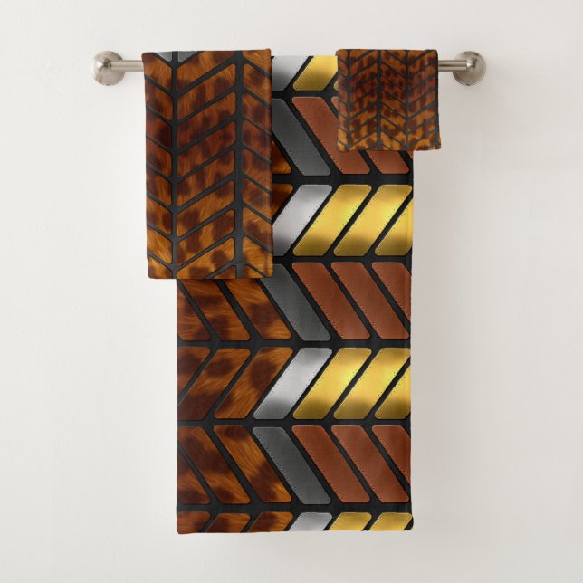 Conjunto De Toalhas Impressão Animal de Jaguar Chevron Ziguezague Mode (Insitu)