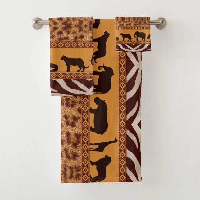 Conjunto De Toalhas Impressão Animal de Padrão Africano Jaguar Moderno (Insitu)
