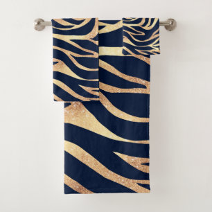 Conjunto De Toalhas Impressão Animal Nay-Blue Elegante Glitter Zebra
