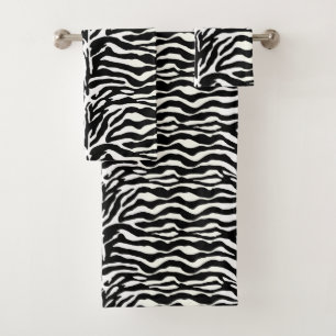 Conjunto De Toalhas Impressão animal selvagem, zebra em preto e branc
