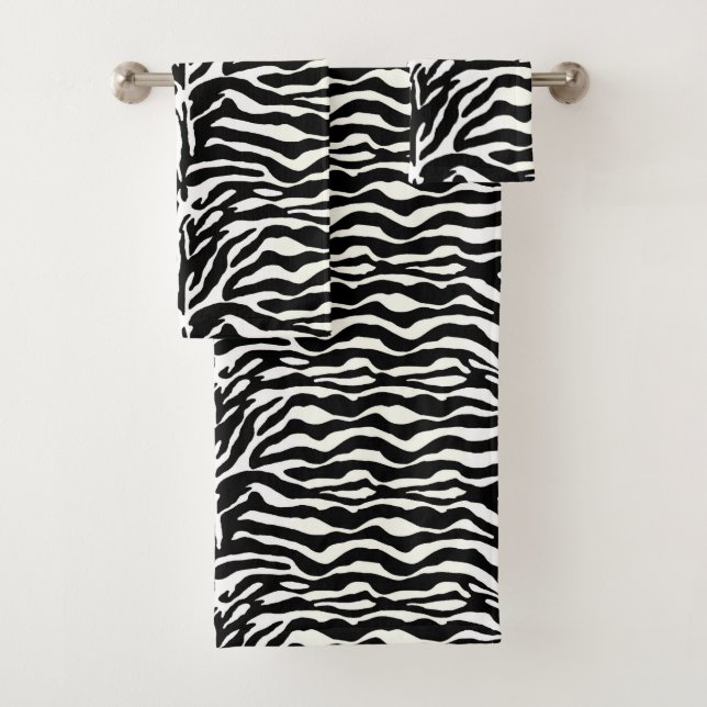 Conjunto De Toalhas Impressão animal selvagem, zebra em preto e branco (Insitu)