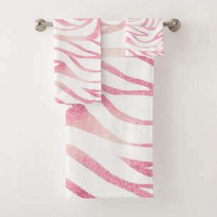 Conjunto De Toalhas Impressão Branca de Zebra-Rosa Dourada brilhante E