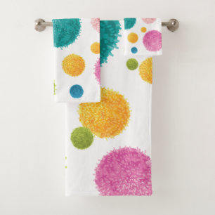 Conjunto De Toalhas Impressão Colorida de Pom Pom