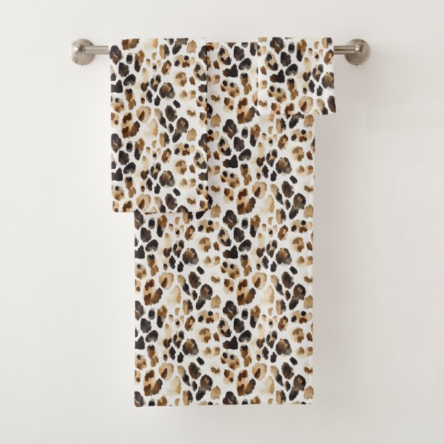 Conjunto De Toalhas Impressão de Animais Castanhos-Leopardo (Insitu)