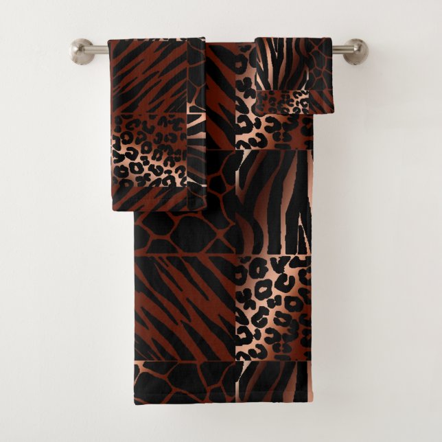 Conjunto De Toalhas Impressão de Animal Exótico • Leopardo Zebra Giraf (Insitu)