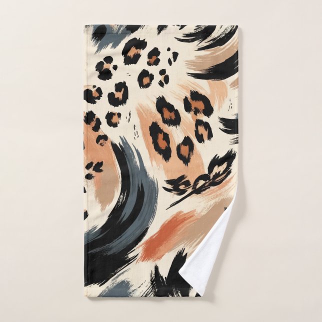 Conjunto De Toalhas Impressão de animal exótico pintado abstrato leopa (Toalha de mão)