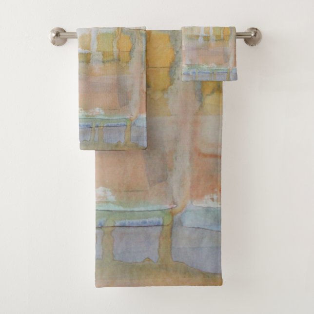 Conjunto De Toalhas Impressão de Aquarela Rustic Drip (Insitu)