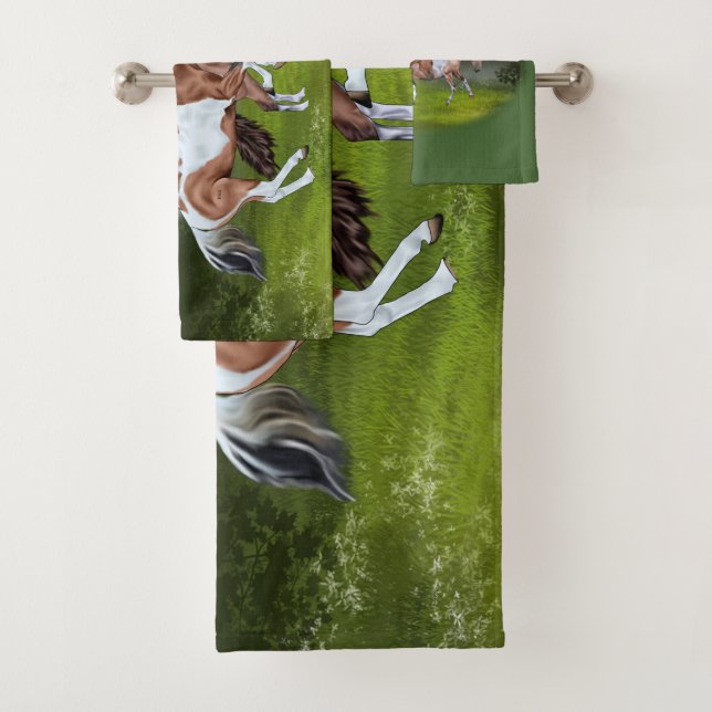 Conjunto De Toalhas Impressão de buckskin Tobiano Paint Horses (Insitu)