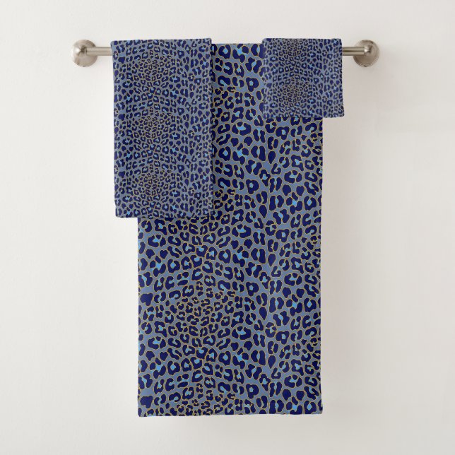 Conjunto De Toalhas Impressão de leopardo azul (Insitu)