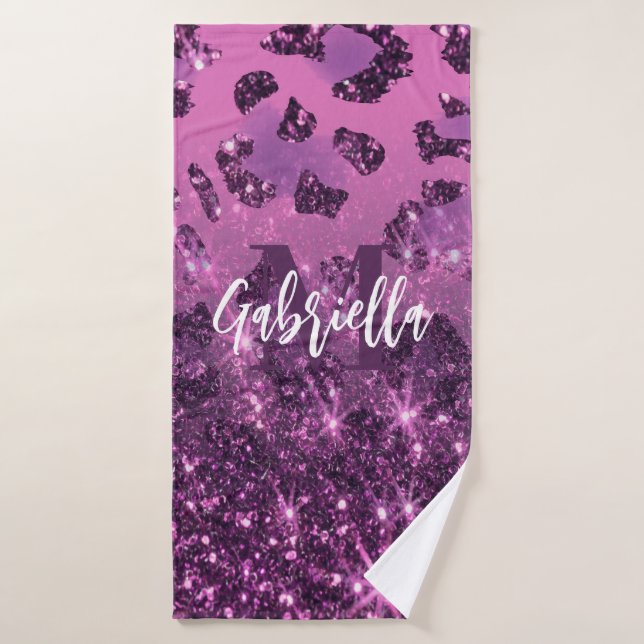 Conjunto De Toalhas Impressão de Leopardo Roxo (Toalha de Banho)