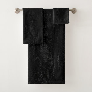 Conjunto De Toalhas Impressão de Pele Cobra preto