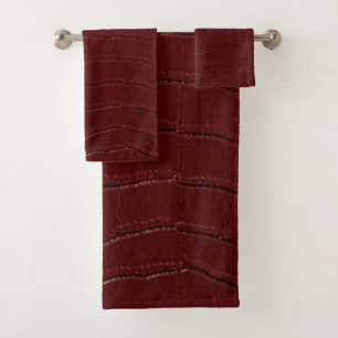 Conjunto De Toalhas Impressão de Pele de Crocodilo Vermelho Vernizada