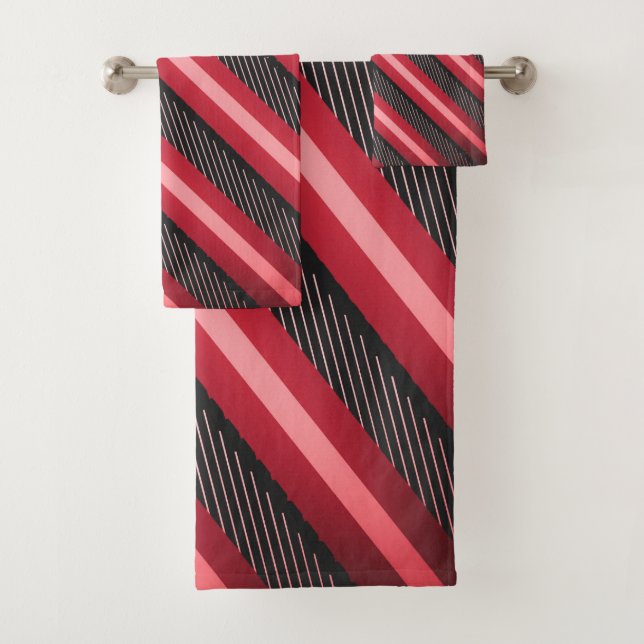 Conjunto De Toalhas Impressão de Stripe de Ruby Rosa (Insitu)
