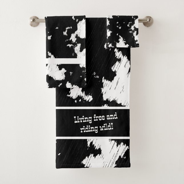 Conjunto De Toalhas Impressão de Vaca Negra e Branca (Insitu)