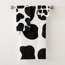 Conjunto De Toalhas Impressão de Vaca Preto e Branco Fazenda Rústica
