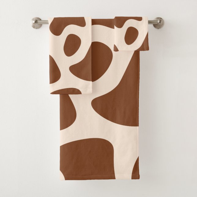 Conjunto De Toalhas Impressão de Vaca Rosa e Marrom (Insitu)