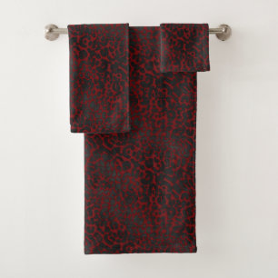 Conjunto De Toalhas Impressão do Pêz Negra Elegante em Vermelho Escuro