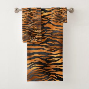 Conjunto De Toalhas Impressão Elegante de Tigre Preto de Cobre