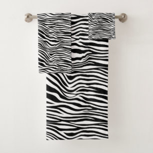 Conjunto De Toalhas Impressão em Zebra Preta e Branca