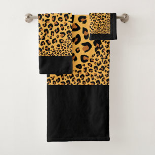Conjunto De Toalhas Impressão Exótica de Leopardo Falso