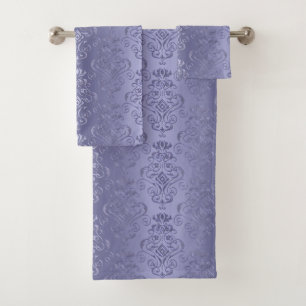 Conjunto De Toalhas Impressão floral do damasco do inclinação roxo