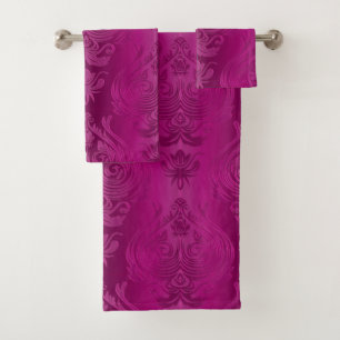 Conjunto De Toalhas Impressão floral magenta selvagem do damasco
