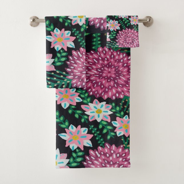 Conjunto De Toalhas Impressão Floral Rosa (Insitu)