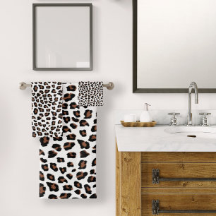 Conjunto De Toalhas Impressão Leopardo Branco