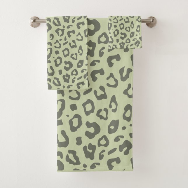 Conjunto De Toalhas Impressão Leopardo - Impressão Verde e Impressão A (Insitu)