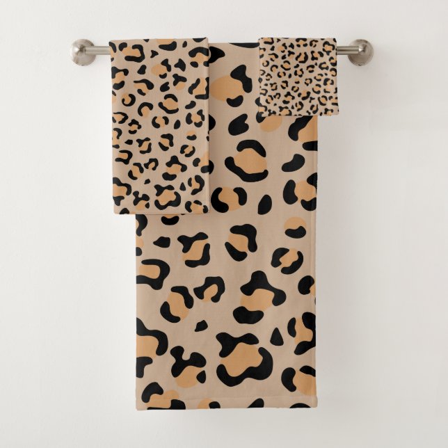 Conjunto De Toalhas Impressão Leopardo, Manchas Leopardo, Leopardo Cas (Insitu)