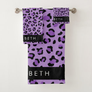 Conjunto De Toalhas Impressão Leopardo, Manchas, Leopardo Roxo, Seu No