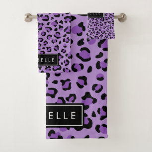 Conjunto De Toalhas Impressão Leopardo, Manchas, Leopardo Roxo, Seu No