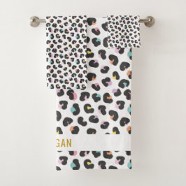 Conjunto De Toalhas Impressão Leopardo Multicolorido Cujo Canto