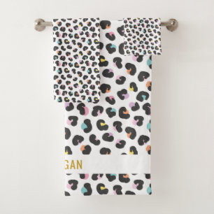 Conjunto De Toalhas Impressão Leopardo Multicolorido Cujo Canto
