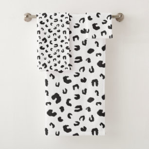 Conjunto De Toalhas Impressão Leopardo Preta e Branco
